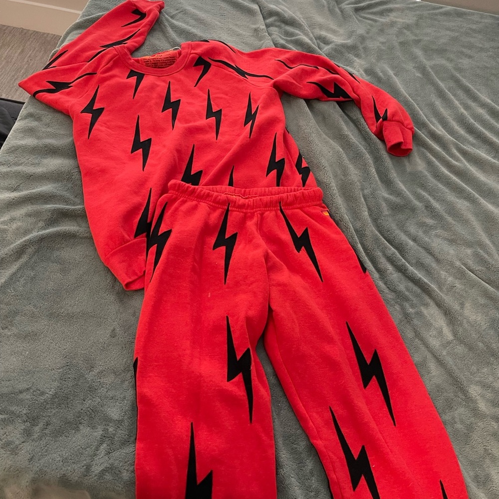 Aviator Nation red lightning bolt sweatsuit